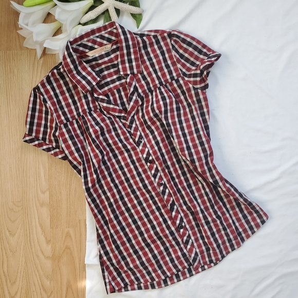 SOLD Scullers Western Plaid Polo Shirt - Picture 3 of 8